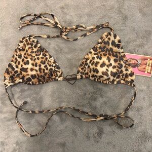 Leopard Print Triangle Bikini Top